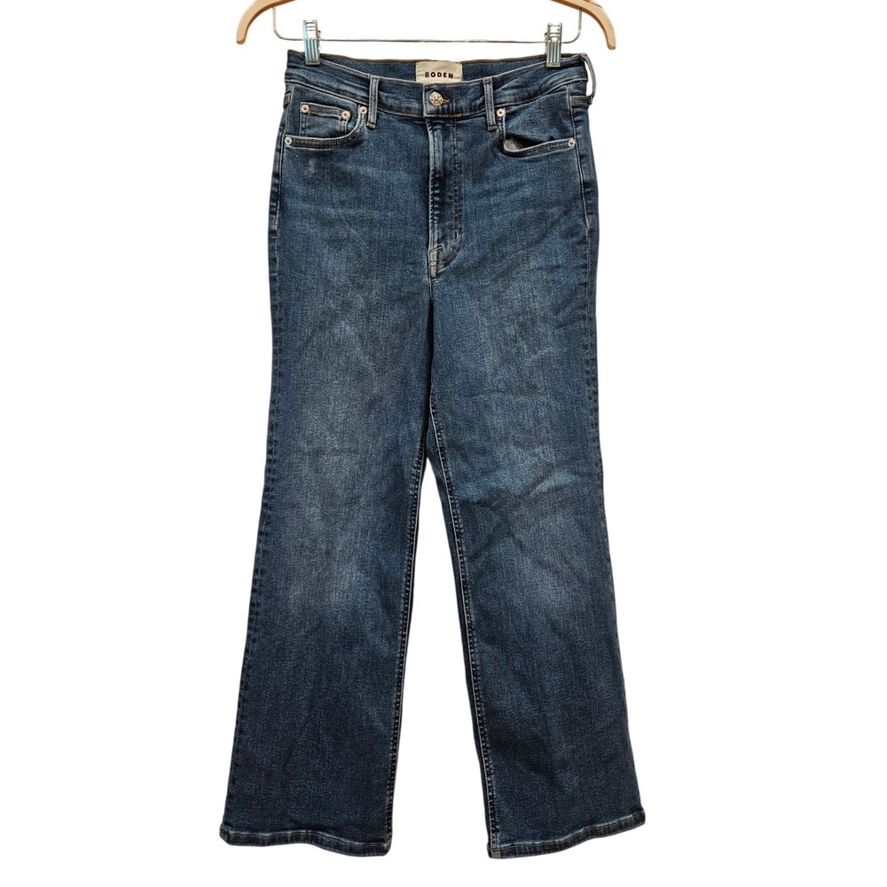 Boden High Rise True Straight Jeans Dark Wash Stretch Denim W30 Cropped